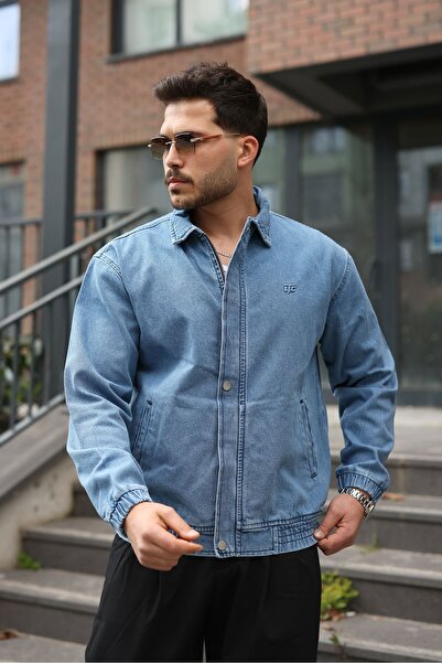 LTC Jeans Ανδρικό τζιν μπουφάν σε ανοιχτό μπλε χρώμα με κανονικό φερμουάρ και...