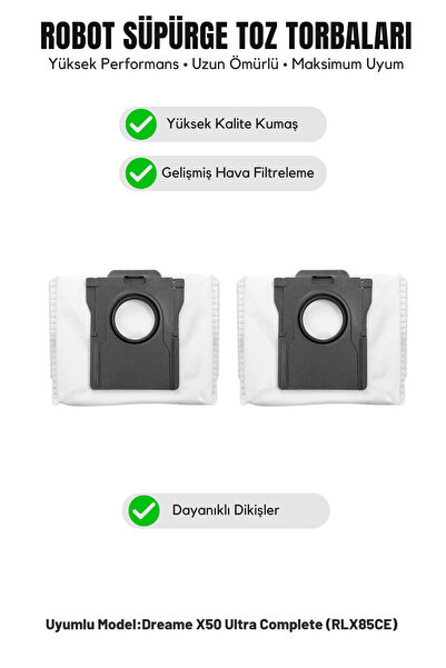 Asgard Grup Συμβατή σακούλα σκόνης 2 τεμαχίων για Dreame X50 Ultra Complete (...