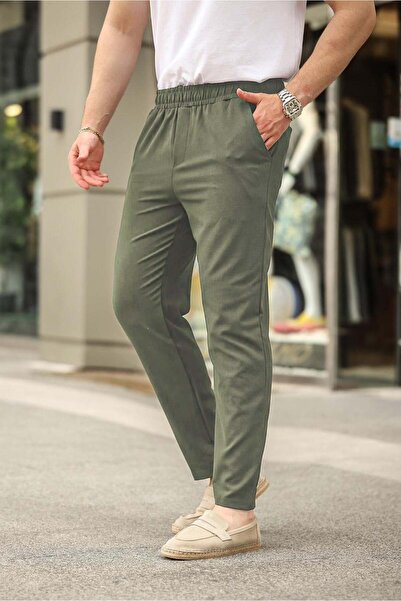 Madmext Ανδρικό παντελόνι σε ανοιχτό χακί χρώμα, χαλαρή γραμμή 6510