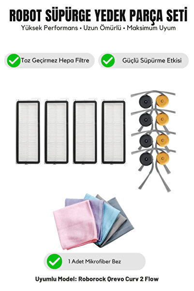 Asgard Grup Roborock Qrevo Curv 2 Flow Compatibil cu 4 perii laterale 4 filtr...