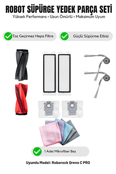 Asgard Grup Συμβατό με Roborock Qrevo C PRO: 1 κύρια βούρτσα, 2 πλαϊνές βούρτ...