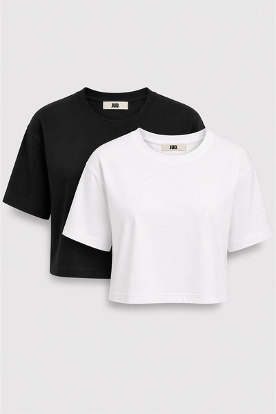 JUD Lucia 82001-1 Oversize Crop 2-pack Γυναικείο Βασικό T-Shirt