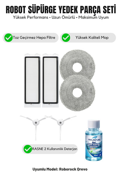 Asgard Grup Roborock Qrevo Compatibil 2 Perii laterale albe 2 Filtre 2 Lavete...