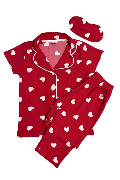 Fil Kids Κοριτσίστικο βαμβακερό σετ πιτζάμες με κόκκινο σχέδιο καρδιάς, γιακά...