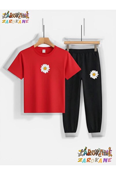 ZAROKANE Tek Papatya Printed Top and Bottom Tracksuit/T-Shirt Two-Piece Child...