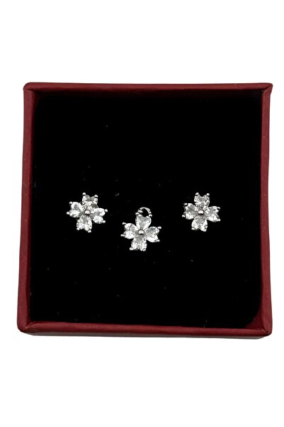 Flippy Σετ Σκουλαρίκια και Κρεμαστό, Jolie Silver, Ασήμι 925, Σχέδιο Λουλουδι...