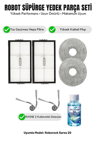 Asgard Grup Roborock Saros 20 Συμβατό με 2 πλαϊνές βούρτσες, 2 φίλτρα, 2 σφου...