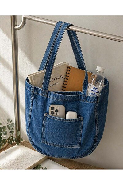 lamelif Women's Anton Double Pocket Velcro Bag Light Blue
