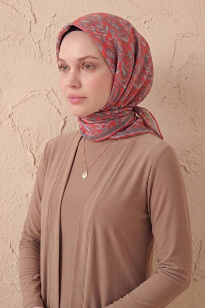 Silk Home Μαλακό Κασκόλ Σάλι με Μοτίβο Ρόδι 90x90