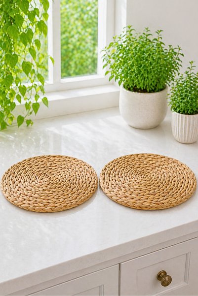 Lucky Love 2-Piece American Supla Luxury Handmade Thick Knitted Bamboo Quality Straw Placemat Supla