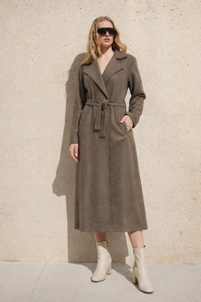 hacker Women's Premium Double-Breasted Collar Mink Long Cashmere Coat