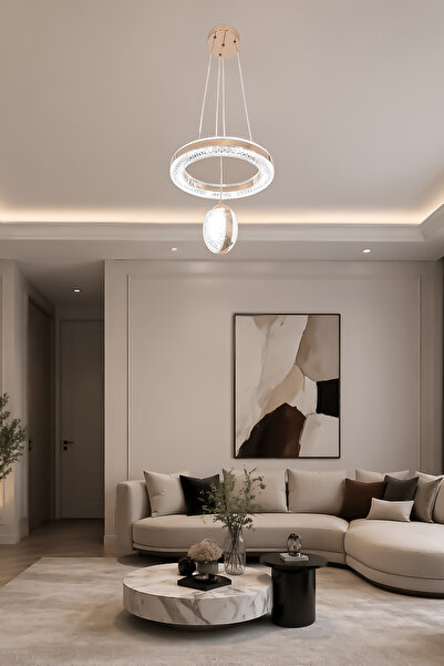 Fer Avize İnci Modern Tasarım Sarkıt Led Avize 3 Renk Işık Kristal Görünüm Ot...
