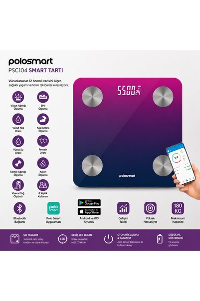 Polosmart YENİ MODEL PSC104 SMART TARTI – FUŞYA