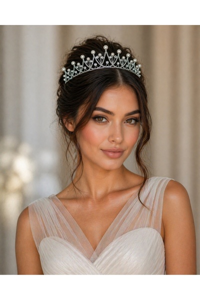 GlassySKY Πέτρινη κορώνα με πέρλες Γάμος Νυφική ​​Χένα Αρραβώνας Γενέθλια Απο...