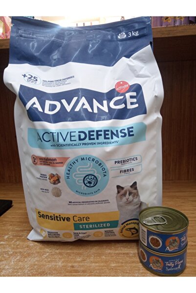 Advance Sensitive Somonlu Hassas Kısırlaştırılmış Kedi Maması 3 Kg+3 ADET 85 ...