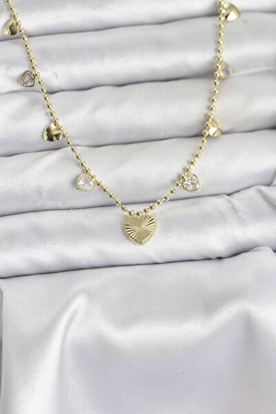 norsary Brass Gold Color Heart Model Women's Necklace