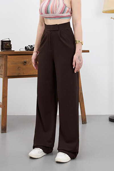 alanora Women's Lycra Velcro Closure Wide Leg Palazzo Fabric Trousers