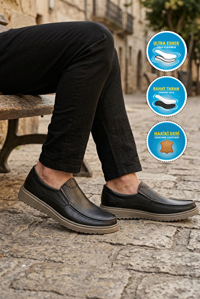UMARO 047 m Black Beige Genuine Leather Men's Casual Shoes
