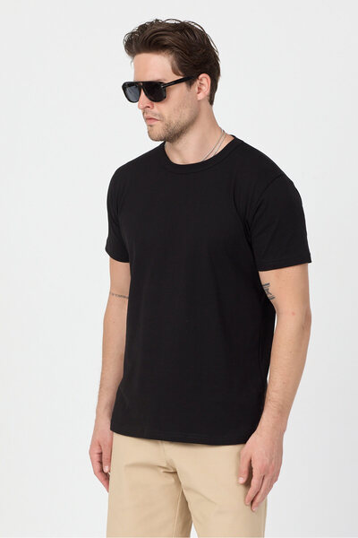 Tonny Black Ανδρικό μαύρο μπλουζάκι κανονικής εφαρμογής, άνετο και βασικό