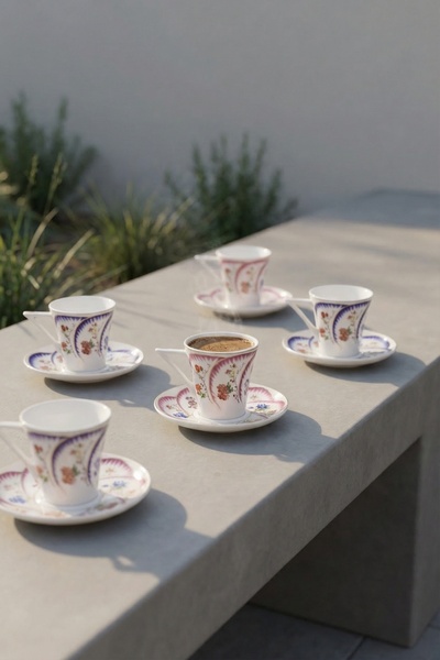 ACAR Klauzy 6 Kişilik Porselen Kahve Fincan Takımı - 90 ml