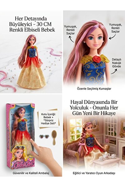 mavi su dünyası Renkli Elbiseli Renkli Saçlı Bebek 30 Cm Model Oyuncak Bebek ...