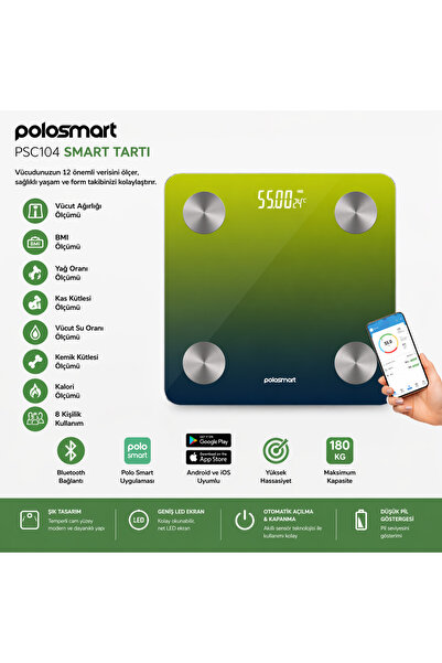 Polosmart YENİ MODEL PSC104 SMART TARTI – YEŞİL