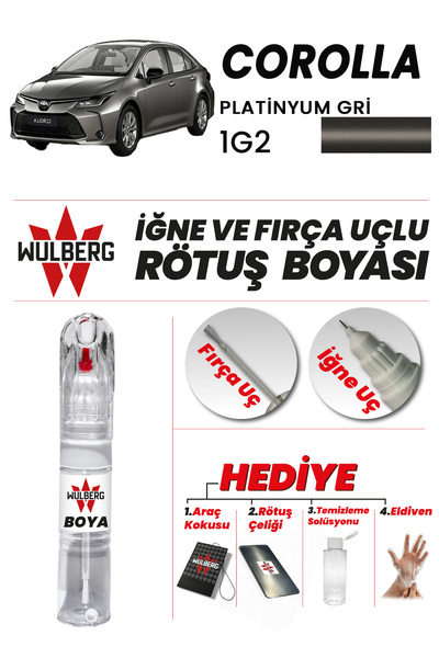 Wulberg Toyota Corolla Platinyum Gri 1G2 Rötuş Boya 25 ml İğne & Fırça Uçlu K...