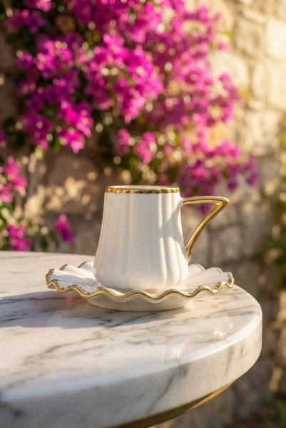 ACAR Ridge 6-Person Porcelain Coffee Cup Set - 90 ml