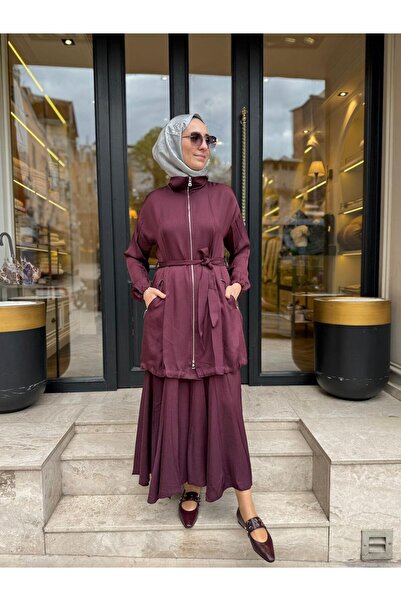 MissWhence 39203 Fermuarlı Kadın Takım Bordo