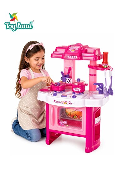 TOY LAND مجموعة مطبخ للعب الأطفال مع ملحقات وأضواء وأصوات وميزات واقعية