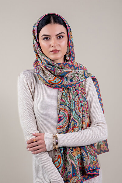 SUENOSCARF Parisa Pink Paisley Desen %100 İpek Şal