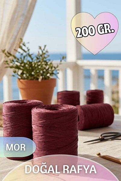 Dantelux İthal Doğal Rafya (Yumuşak Örüm Özelliği) 200 Gr. Mor