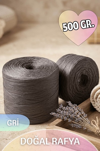 Dantelux İthal Doğal Rafya (Yumuşak Örüm Özelliği) 500 Gr. Gri