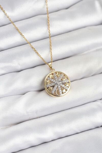 norsary 316L Steel Chain Gold Color Zircon Stone Women's Necklace