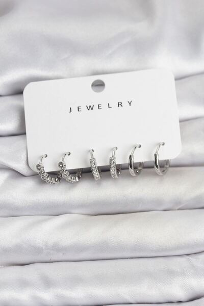norsary Silver Color Brass Zircon Stone Women's Earring Set