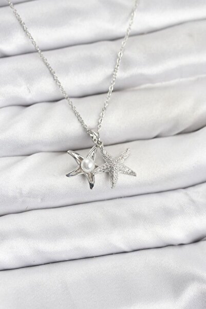 norsary 316L Steel Chain Silver Color Sea Star Model Zircon Stone Women's Nec...