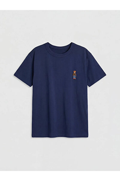 LC Waikiki Μπλουζάκι για αγόρια με κέντημα Navy Blue Bear Teddy