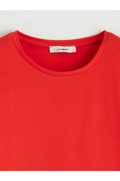 LC Waikiki Κόκκινο γυναικείο μπλουζάκι με λαιμόκοψη
