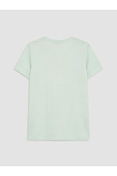 LC Waikiki Γυναικείο μπλουζάκι Green Crew Neck με τύπωμα