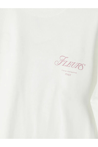 LC Waikiki Λευκό εμπριμέ γυναικείο μπλουζάκι oversize