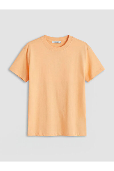 LC Waikiki Πορτοκαλί γυναικείο μπλουζάκι με λαιμόκοψη ποδηλάτου