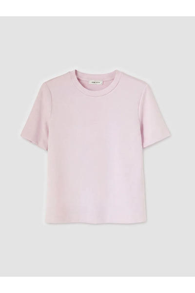 LC Waikiki Γυναικείο μπλουζάκι Pink Crew Neck Soft Touch