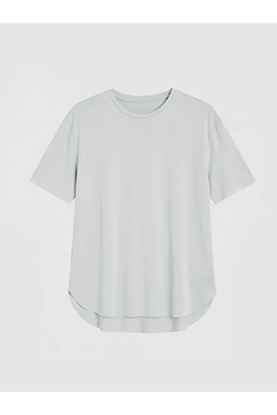 LC Waikiki Γκρι αθλητικό γυναικείο μπλουζάκι με λαιμόκοψη ποδηλάτου σε μεγάλο...