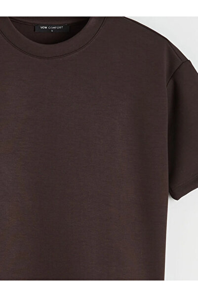 LC Waikiki Καφέ γυναικείο μπλουζάκι με λαιμόκοψη ποδηλάτου και απαλή υφή