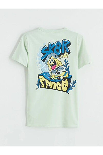 LC Waikiki Πράσινο μπλουζάκι για αγόρια με στάμπα Μπομπ Σφουγγαράκης