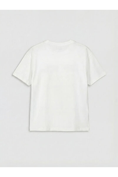 LC Waikiki Λευκό μπλουζάκι για αγόρι με στάμπα με λαιμόκοψη