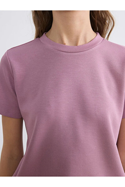 LC Waikiki Γυναικείο μπλουζάκι Pink Crew Neck Soft Touch