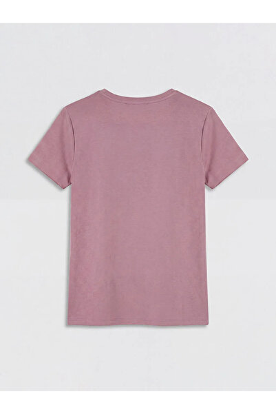 LC Waikiki Ροζ γυναικείο μπλουζάκι με λαιμόκοψη V και απαλή υφή