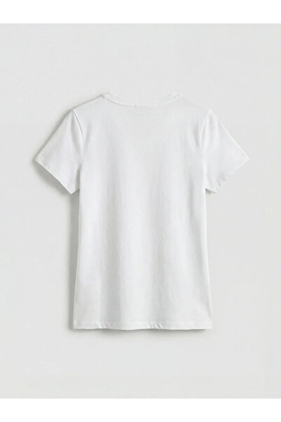 LC Waikiki Λευκό γυναικείο μπλουζάκι με λαιμόκοψη