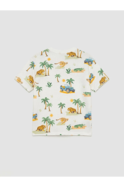 LC Waikiki Αγόρι μπλουζάκι με στάμπα Ecru Crew Neck